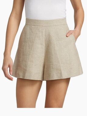 NWT Kobi Halperin Eryx Women's Neutral Tan Textured High-Waist Shorts Size 6